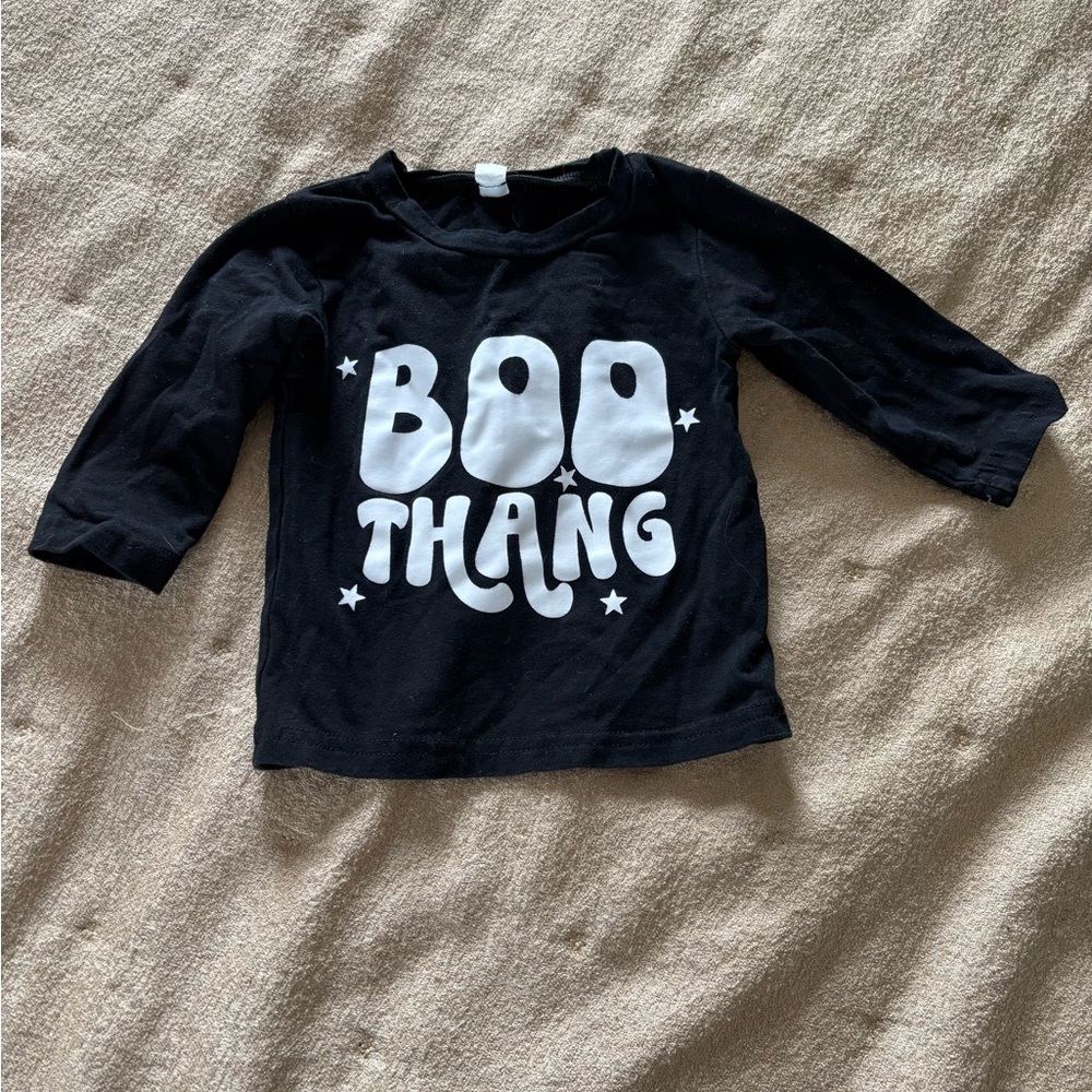 Kids Black "Boo Thang" Graphic Long-Sleeve Top & Coordinating Shorts